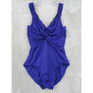 Miraclesuit Swimsuit Womens 10 Slimming One Piece Beach Resort Shelf Bra Blue